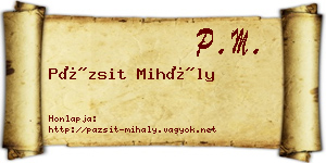 Pázsit Mihály névjegykártya