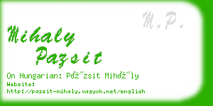 mihaly pazsit business card